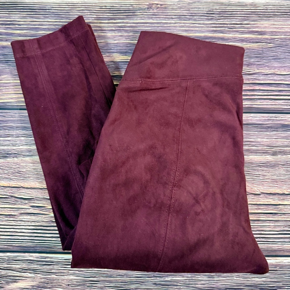 White House Black Market Burgundy‎ Wine Velvet Suede Leggings